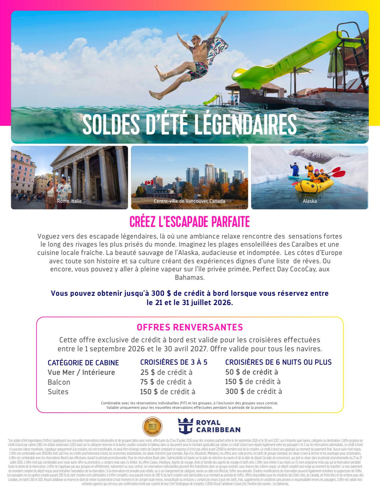 Cruise promotion Legendary summer sales with Voyages Aquaterra Hautes-Laurentides