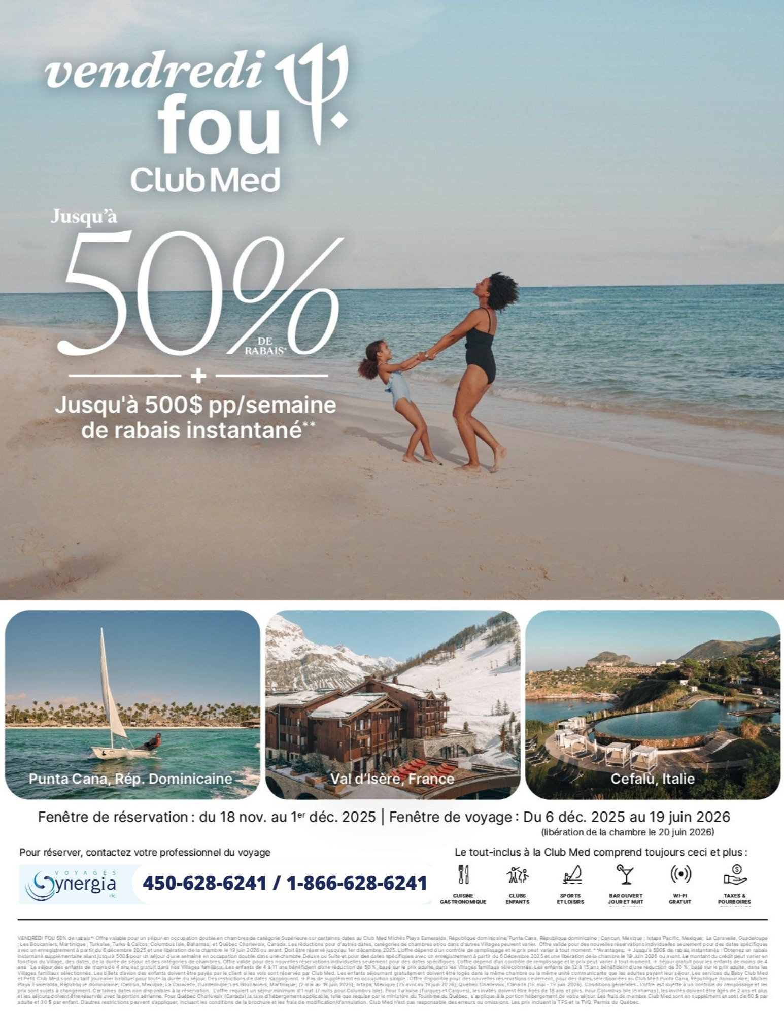 Promotions Club Med Pré-Vente Vendredi Fou 50% de rabais avec Voyages Aqua Terra Hautes-Laurentides CLUB MED PROMOTION Flyer SECTION-0 FR