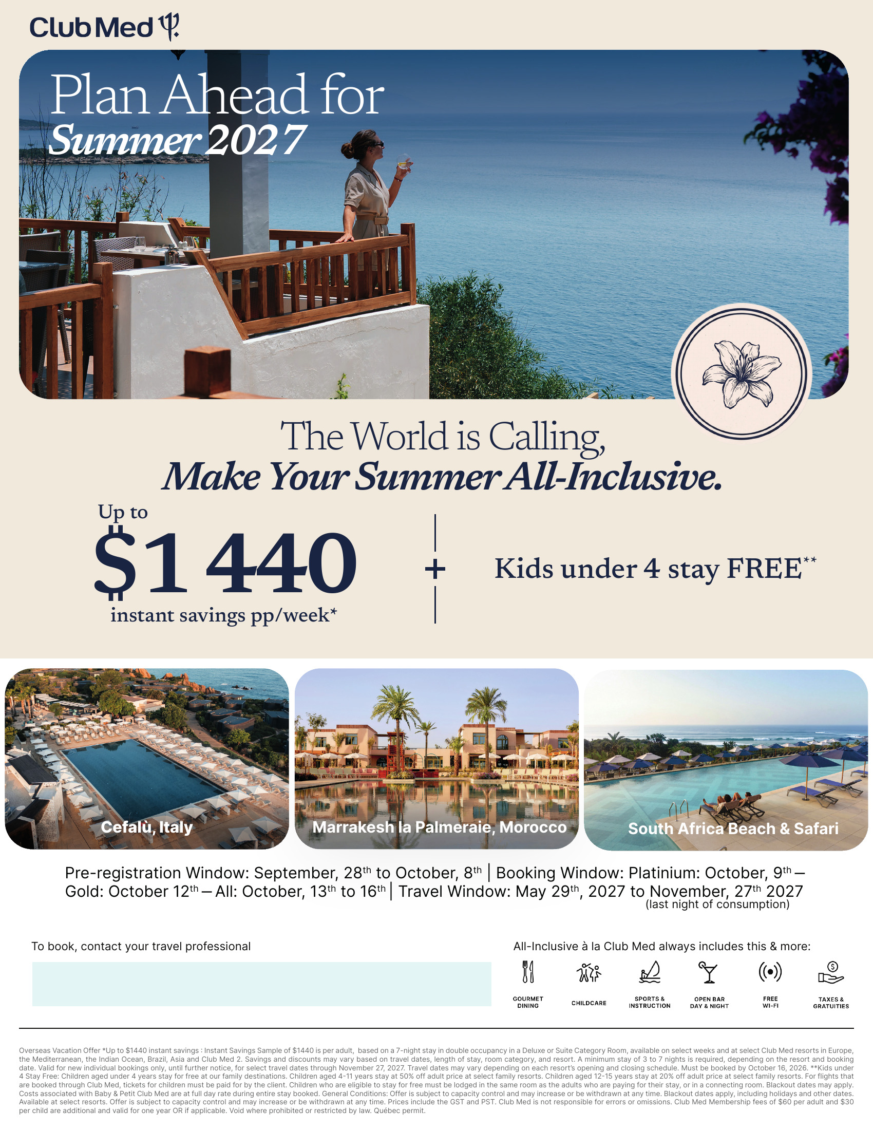 Club Med summer 2027: pre-registration September 28 to October 8, 2026, all-inclusive resorts in Cefalù, Marrakech and South Africa, with Voyages Aqua Terra Hautes-Laurentides Club Med summer 2027: pre-registration September 28 to October 8, 2026, all-inclusive resorts in Cefalù, Marrakech and South Africa, with Voyages Aqua Terra Hautes-Laurentides