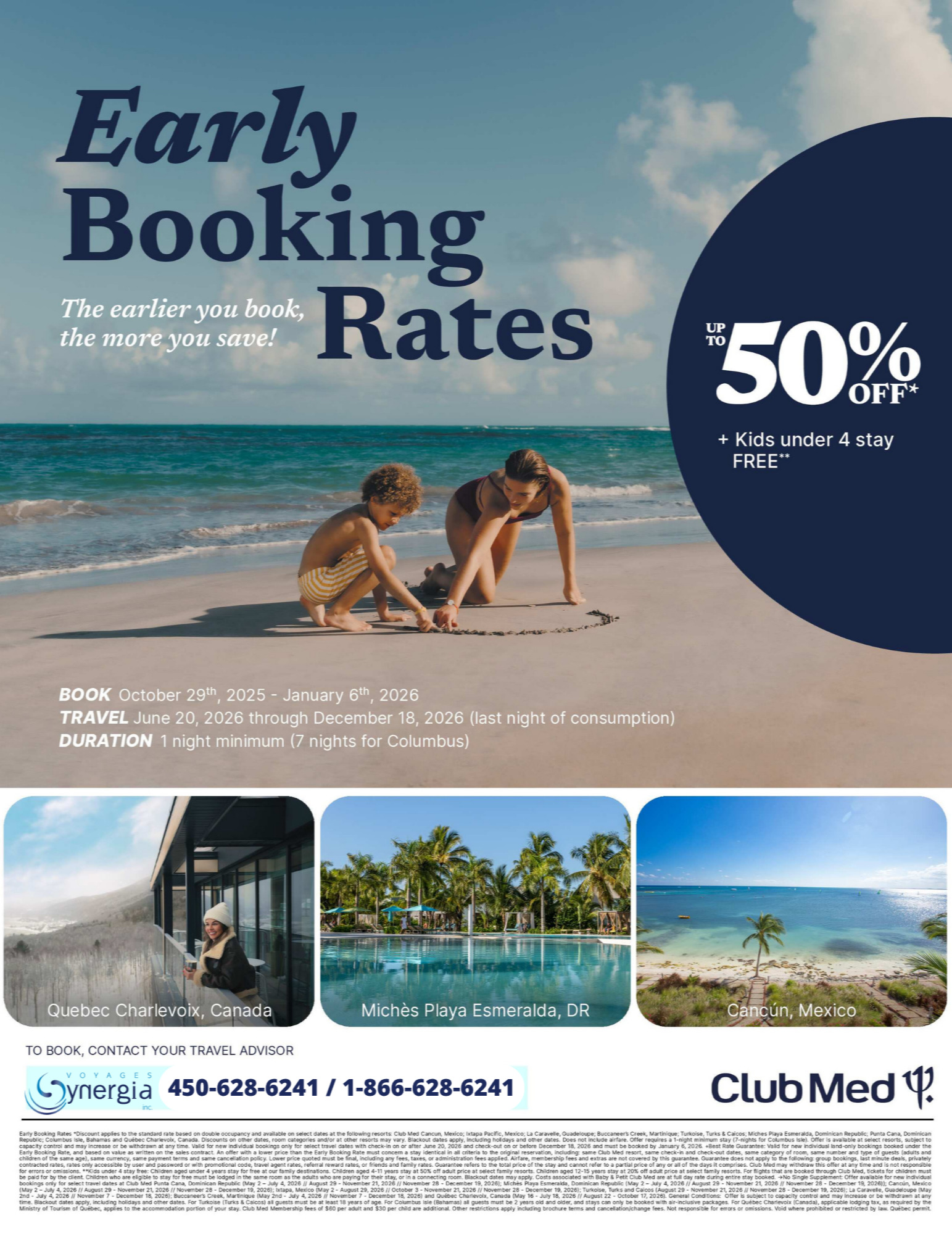 Promotions Club Med Offre Réservez Tôt Jusqu'à 50% de rabais avec Voyages Hautes-Laurentides CLUB MED PROMOTION Flyer SECTION-2 EN