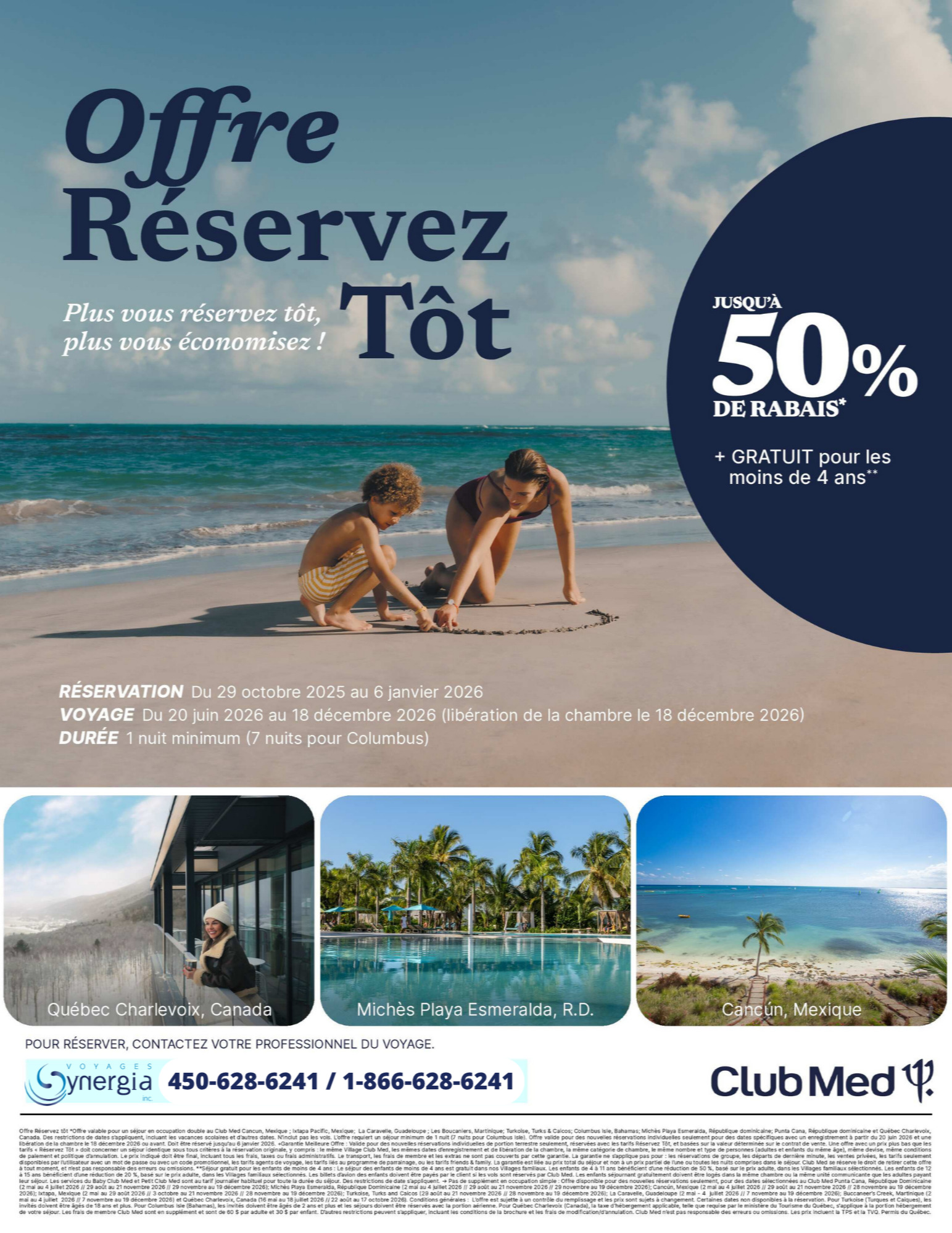 Promotions Club Med Offre Réservez Tôt Jusqu'à 50% de rabais avec Voyages Hautes-Laurentides CLUB MED PROMOTION Flyer SECTION-2 FR