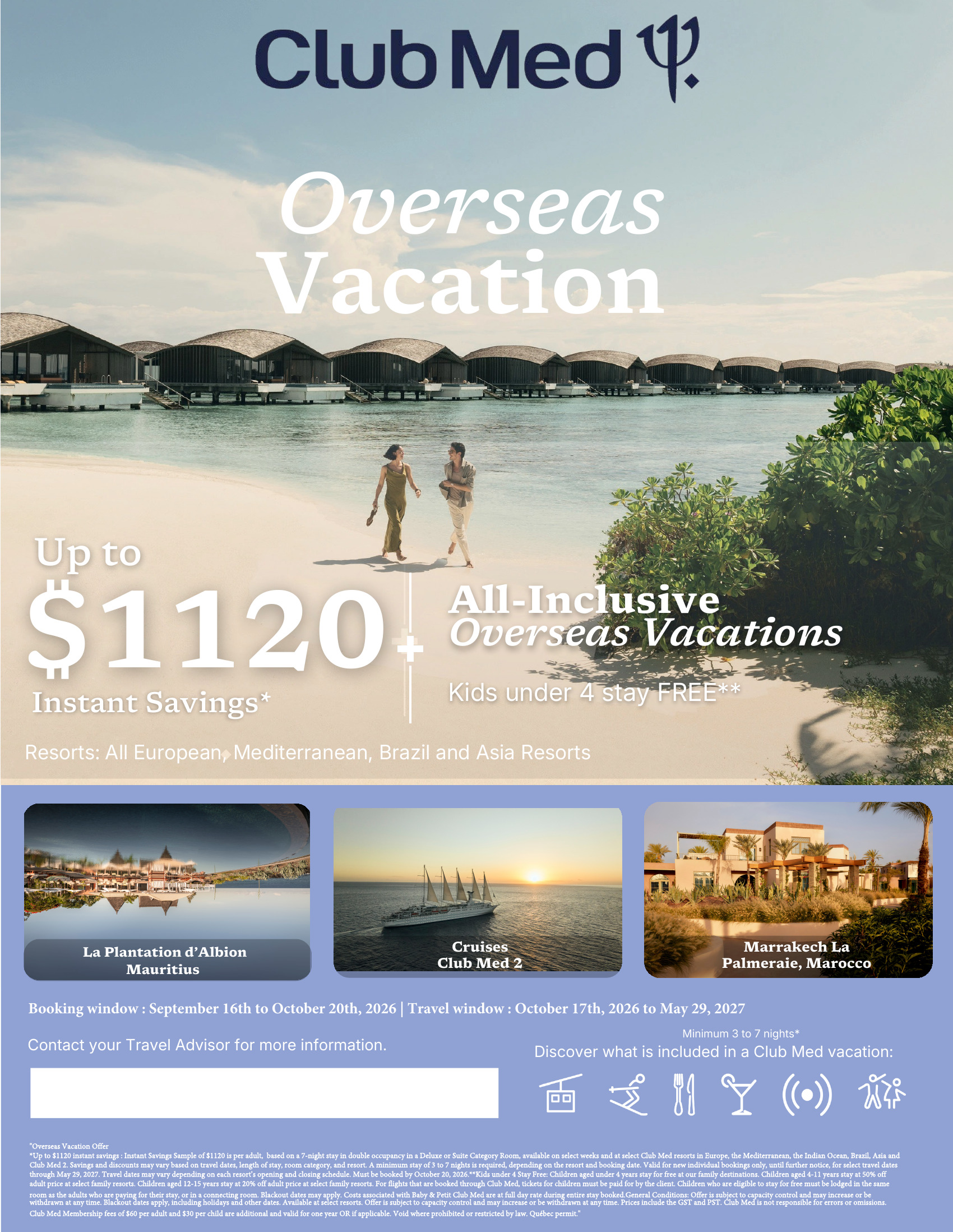 Club Med Long-Haul Getaways: all-inclusive packages in Europe, the Mediterranean, Brazil and Asia, book by October 20, 2026 with Voyages Aqua Terra Hautes-Laurentides