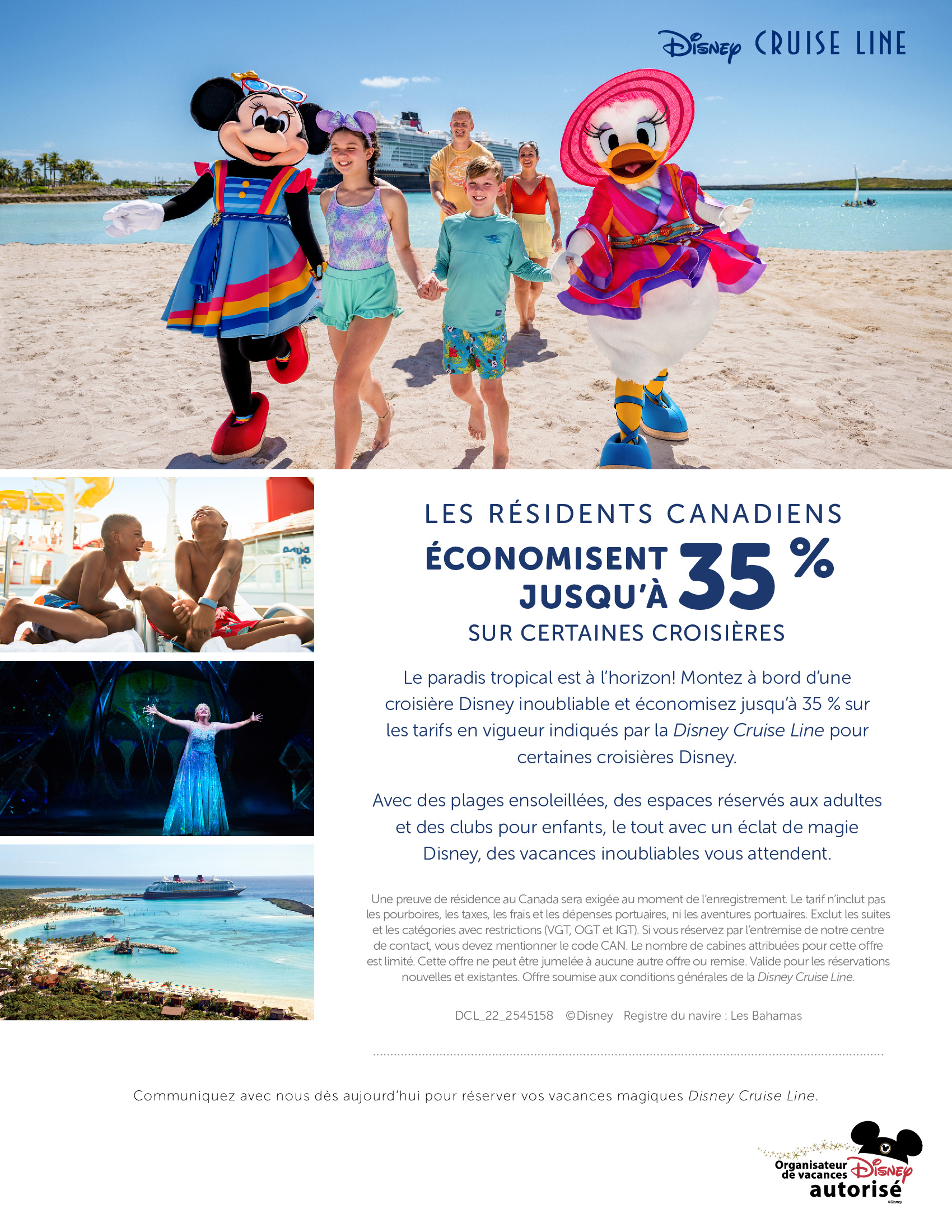 Résidents Canadiens - Économisez jusqu'à 25% sur certaines croisières Disney Cruise Line DISNEY PROMOTION Bannière avec Flyers SECTION-2 FR