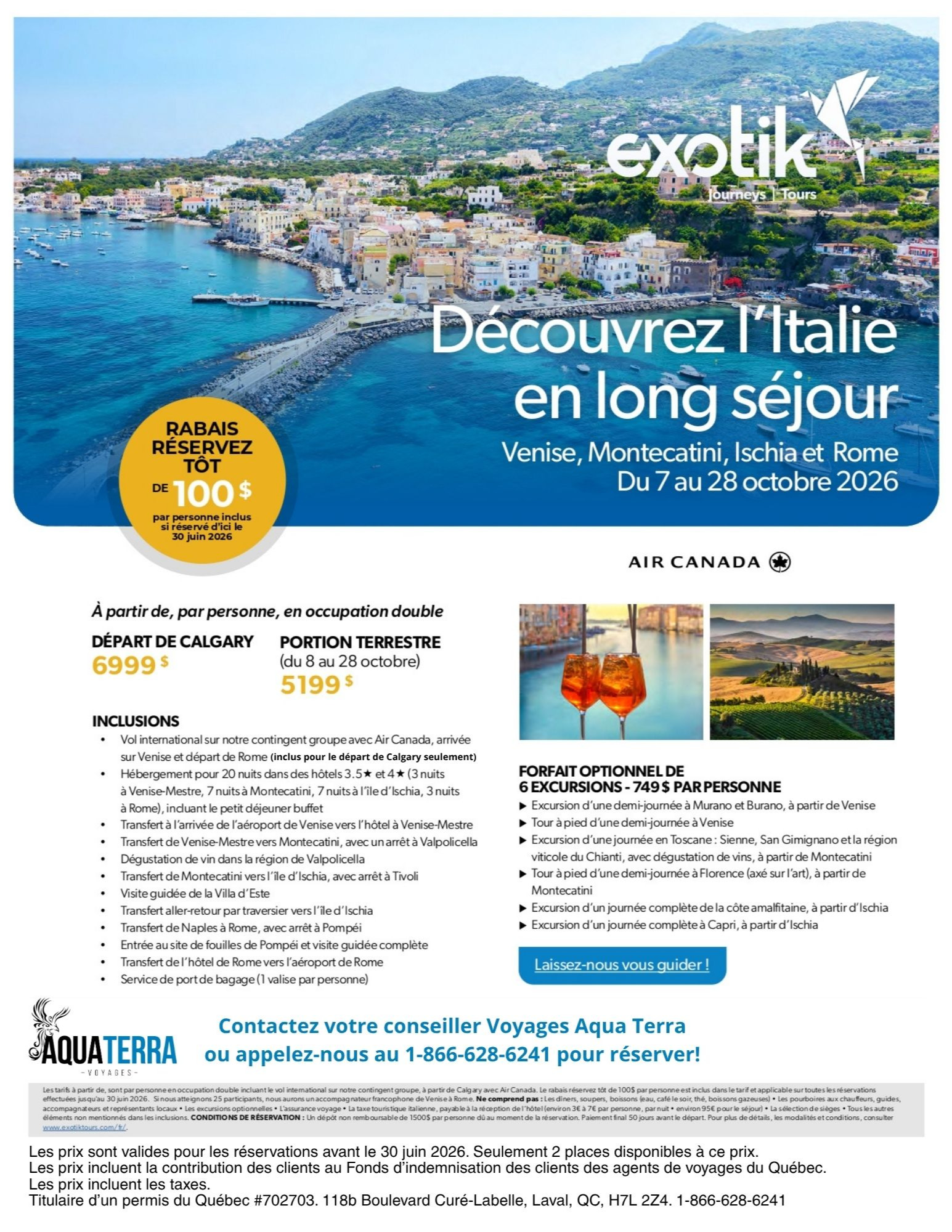 Exotik Promotion Discover Italy with a long stay with Voyages Aqua Terra Hautes-Laurentides