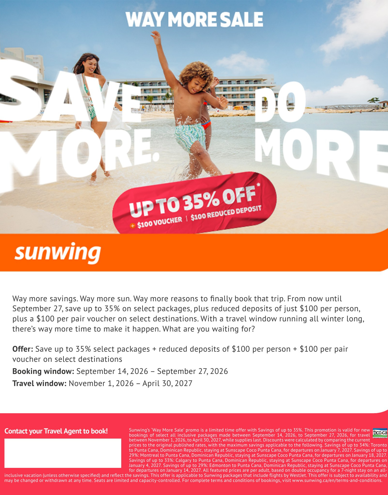 Sunwing Vacations Way More Sale: savings on all-inclusive vacation packages with Voyages AquaTerra Hautes Laurentides