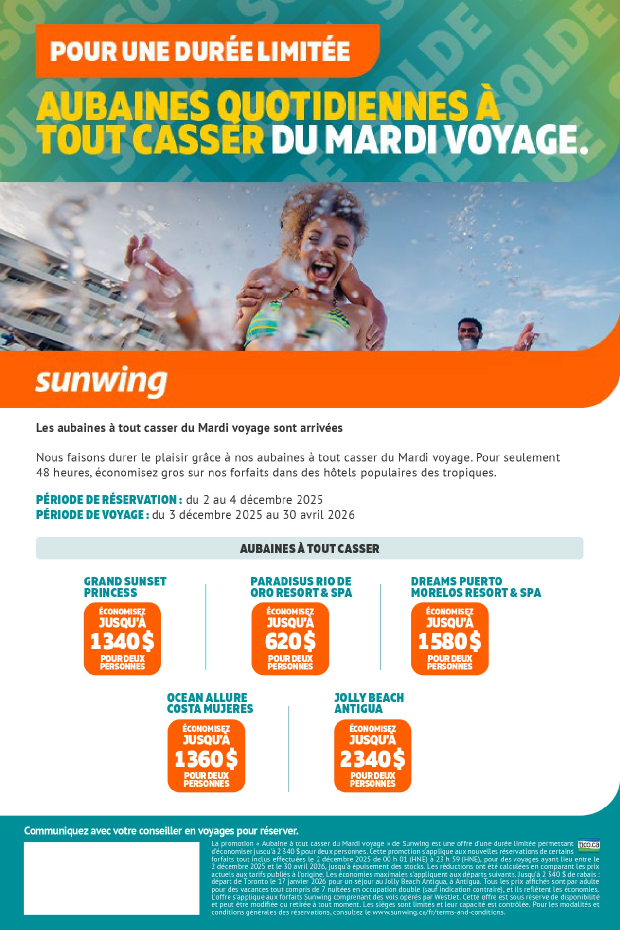 Promotion Vacances Sunwing Mardi Voyage avec Voyages Aqua Terra Hautes-Laurentides Promotion Vacances Sunwing Mardi Voyage avec Voyages Aqua Terra Hautes-Laurentides