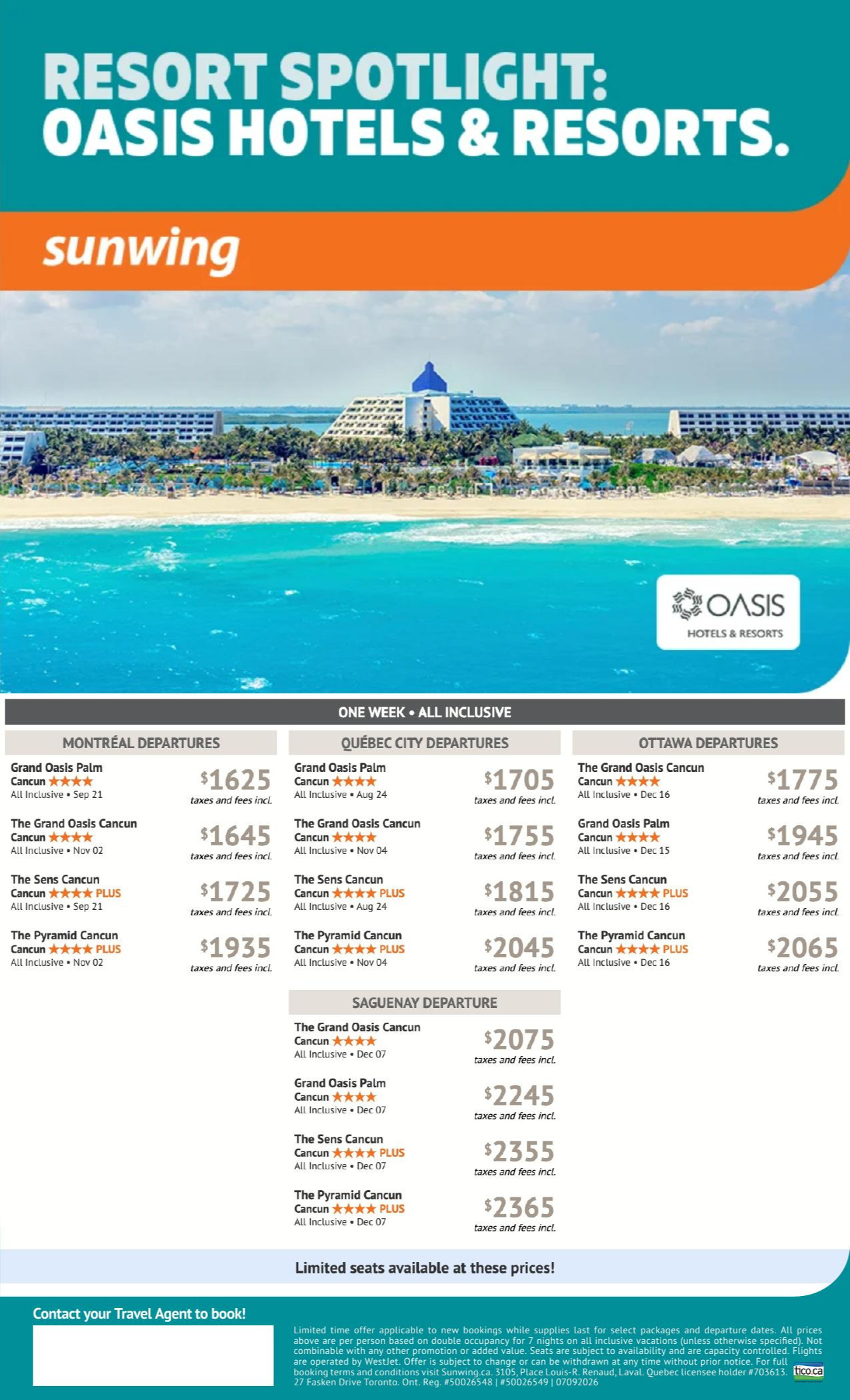 Sunwing Promotion Resort Spotlight : Oasis Hotels & Resorts with Voyages AquaTerra Hautes-Laurentides