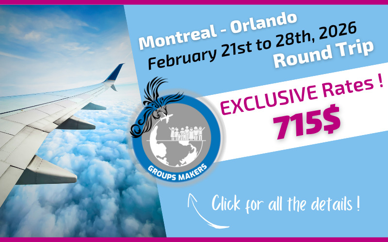 Exclusive rate Voyages Hautes-Laurentides round-trip flight Montreal Orlando from February 21st to 28th, 2026 Exclusive rate Voyages Hautes-Laurentides round-trip flight Montreal Orlando from February 21st to 28th, 2026